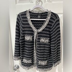 R.Q.T. Cardigan, very soft, women’s size XL,pretty snap buttons. Black and white